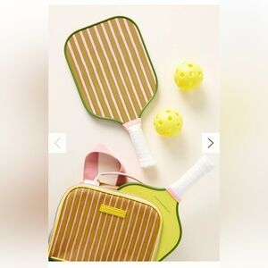 Anthropologie Pink and Yellow Striped Pickleball Bag BRAND NEW